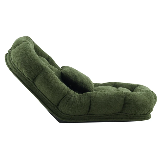 Alt view image 6 of 7 - Convertible Floor Chair and Pet Bed in Adjustable Reclining Lounger with Removable Pillow, Green, Fabric and Metal