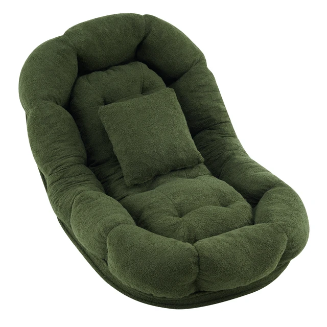 Alt view image 5 of 7 - Convertible Floor Chair and Pet Bed in Adjustable Reclining Lounger with Removable Pillow, Green, Fabric and Metal