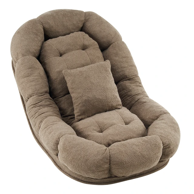 Alt view image 4 of 7 - Convertible Floor Chair and Pet Bed in Light Adjustable Reclining Lounger with Removable Pillow, Light Coffee, Fabric
