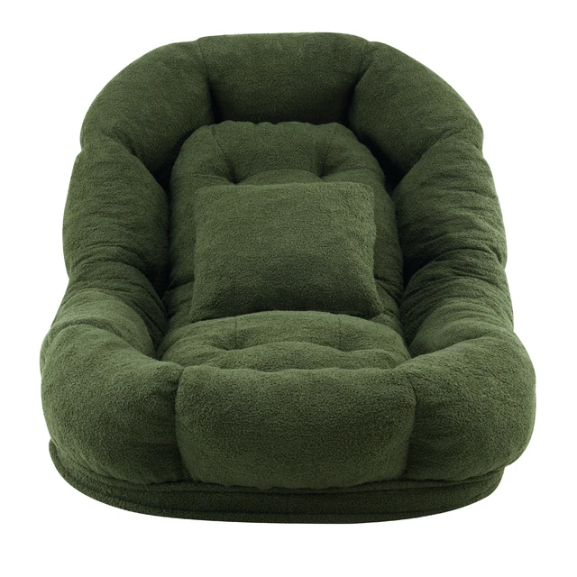 Alt view image 3 of 7 - Convertible Floor Chair and Pet Bed in Adjustable Reclining Lounger with Removable Pillow, Green, Fabric and Metal