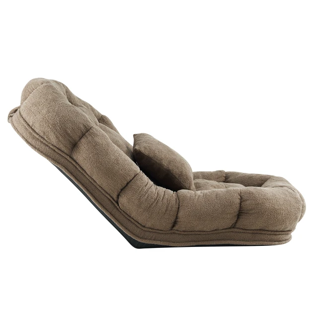 Alt view image 5 of 7 - Convertible Floor Chair and Pet Bed in Light Adjustable Reclining Lounger with Removable Pillow, Light Coffee, Fabric