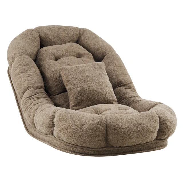 Alt view image 3 of 7 - Convertible Floor Chair and Pet Bed in Light Adjustable Reclining Lounger with Removable Pillow, Light Coffee, Fabric