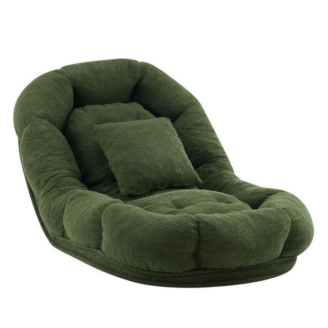 Alt view image 4 of 7 - Convertible Floor Chair and Pet Bed in Adjustable Reclining Lounger with Removable Pillow, Green, Fabric and Metal