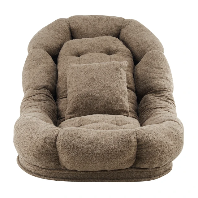 Alt view image 2 of 7 - Convertible Floor Chair and Pet Bed in Light Adjustable Reclining Lounger with Removable Pillow, Light Coffee, Fabric