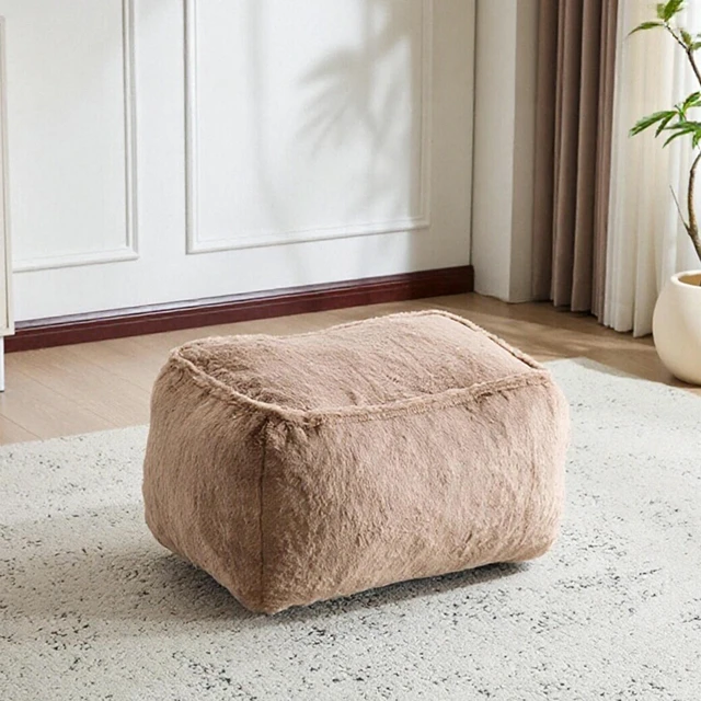 Alt view image 4 of 7 - Faux Rabbit Fur Accent Chair with Ottoman, Cloud Like Lounge Chair Frame Compression Single Sofa for Living, Khaki