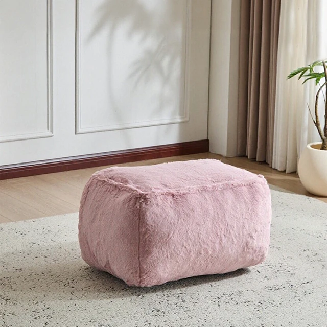 Alt view image 4 of 7 - Faux Rabbit Fur Accent Chair with Ottoman, Cloud Like Lounge Chair Frame Compression Single Sofa for Living, Pink