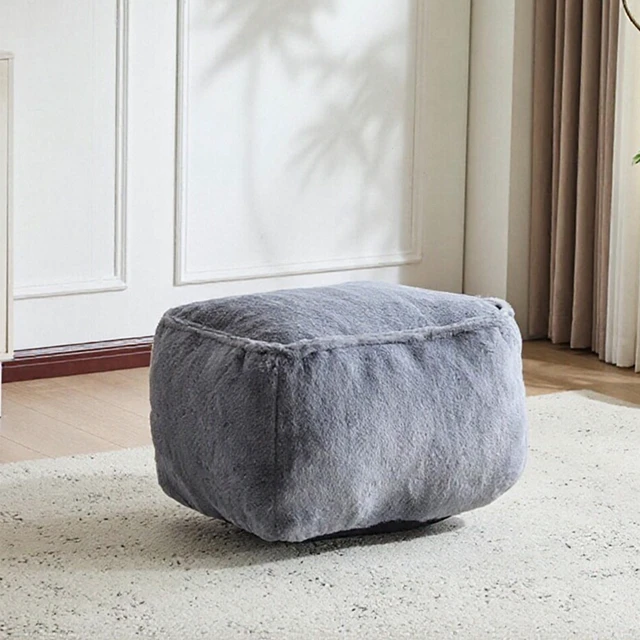 Alt view image 4 of 7 - Faux Rabbit Fur Accent Chair with Ottoman, Cloud Like Lounge Chair Frame Compression Single Sofa for Living, Grey