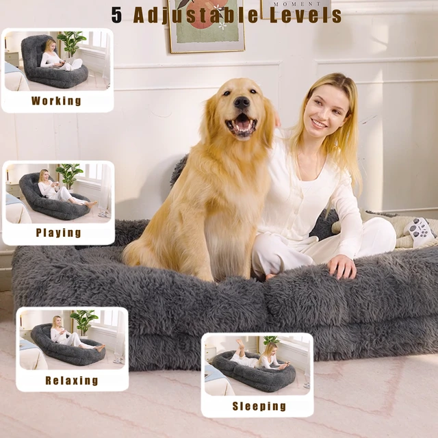 Alt view image 3 of 7 - New Video Human Dog Bed, Lazy Sofa Position Adjustable Convertible Floor Gaming Chair Living Suitable for Gaming