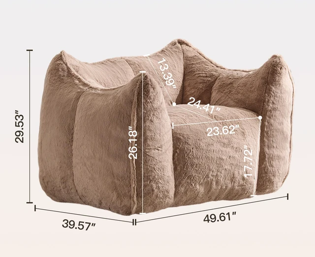 Alt view image 2 of 7 - Faux Rabbit Fur Accent Chair, Cloud Like Lounge Chair Frame Compression Single Sofa for Living Reading Nook, Khaki
