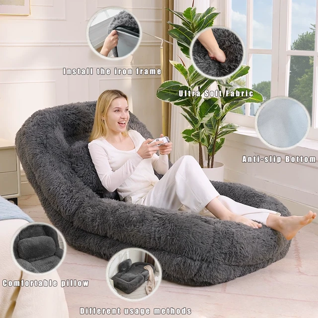Alt view image 5 of 7 - New Video Human Dog Bed, Lazy Sofa Position Adjustable Convertible Floor Gaming Chair Living Suitable for Gaming