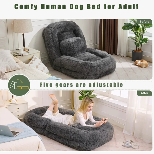 Alt view image 4 of 7 - New Video Human Dog Bed, Lazy Sofa Position Adjustable Convertible Floor Gaming Chair Living Suitable for Gaming