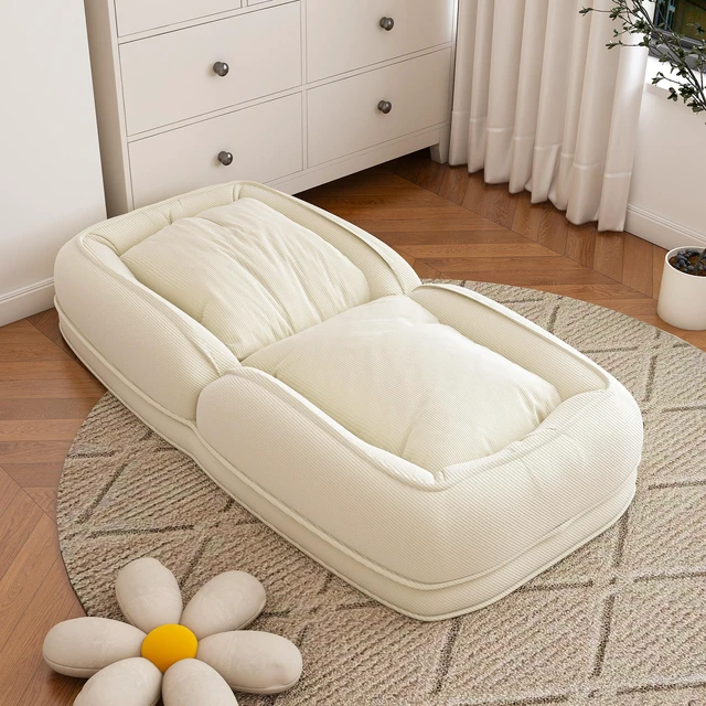 Alt view image 6 of 7 - Upholstered Human Dog Bed for Adults and Pets, Foldable Lazy Sofa Bed with Adjustable Position Includes Soft Pillows