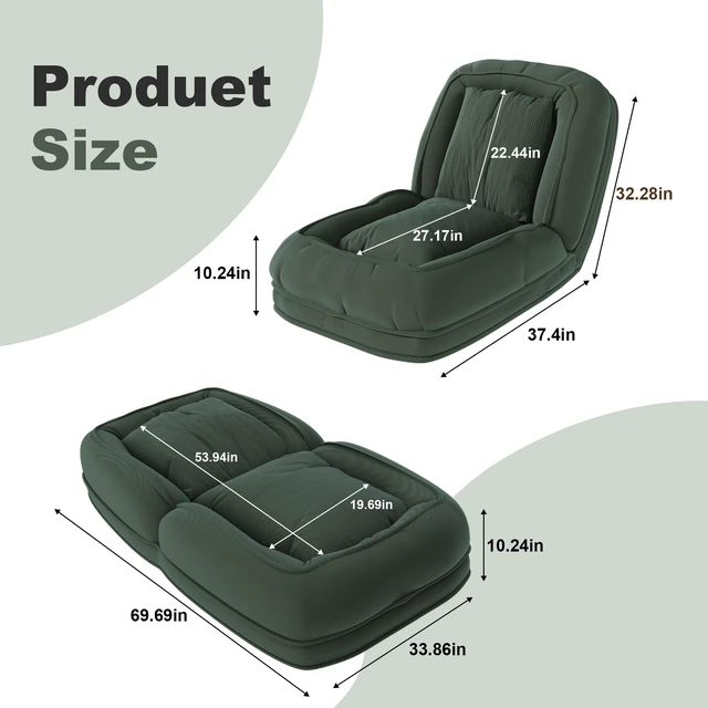 Alt view image 3 of 7 - Upholstered Human Dog Bed for Adults and Pets, Foldable Lazy Sofa Bed with Adjustable Position Includes Soft Pillows
