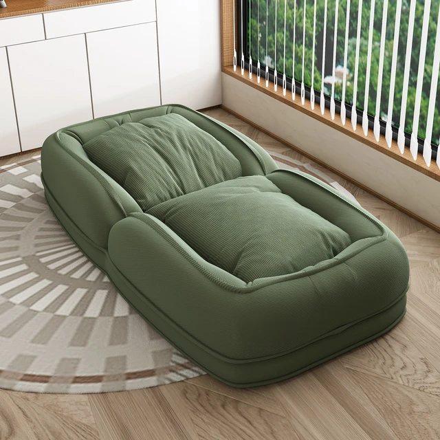 Alt view image 4 of 7 - Upholstered Human Dog Bed for Adults and Pets, Foldable Lazy Sofa Bed with Adjustable Position Includes Soft Pillows