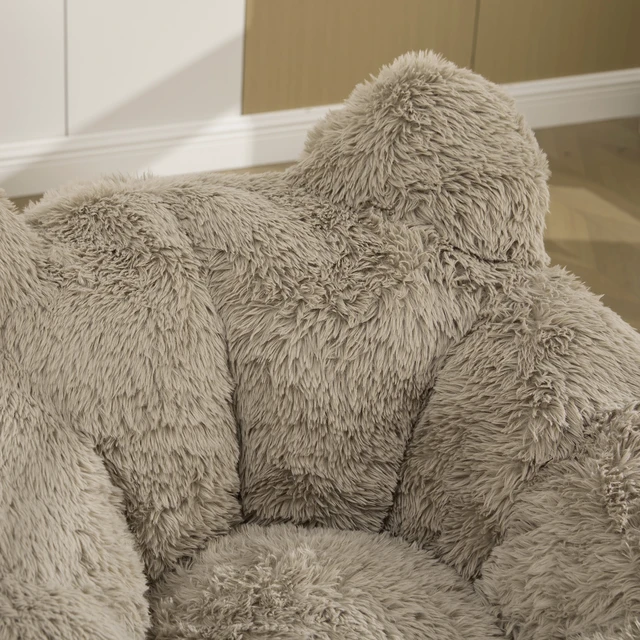 Alt view image 7 of 7 - 41.7 Inch Single Sofa, Faux Fur Large Bean Bag Cat Shaped with Tail Pillow Fluffy Beanbag Accent Floor Chair