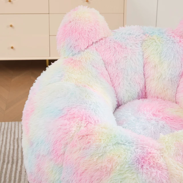 Alt view image 7 of 7 - 41.7 Inch Single Sofa, Faux Fur Large Bean Bag Cat Shaped with Tail Pillow Fluffy Beanbag Accent Floor Chair