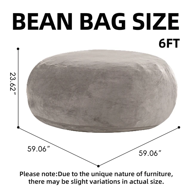 Alt view image 6 of 7 - Bean Bag Chair, Memory Foam Filling Adult and Teen Bean Bag Chair Soft Sofa with Removable Flannel Cover Round Sofa