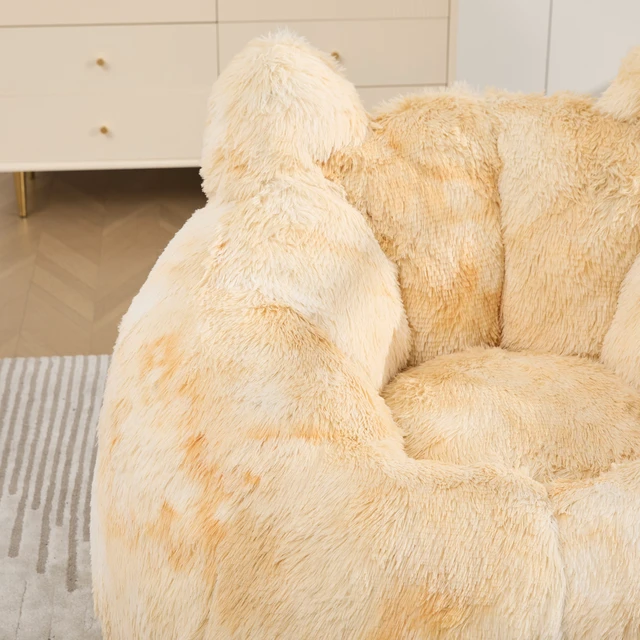 Alt view image 7 of 7 - 41.7 Inch Single Sofa, Faux Fur Large Bean Bag Cat Shaped with Tail Pillow Fluffy Beanbag Accent Floor Chair