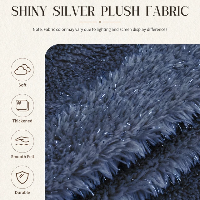 Alt view image 2 of 7 - Sky Bean Bag Chair, Fabric with Lurex Shiny Thread Faux Fur Memory Foam Filling Round Sofa for Living College, Blue