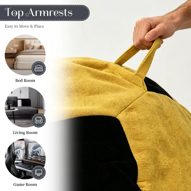 Alt view image 6 of 7 - Small Soccer Shaped Bean Bag Chair, Color Stitching Large Size Beanbag Seat Relax Lazy Sofa for Living Reading Nook