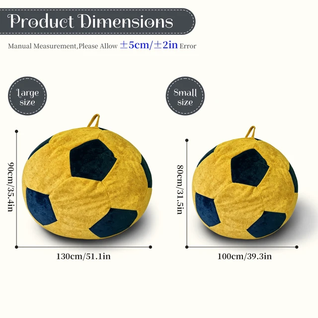 Alt view image 3 of 7 - Small Soccer Shaped Bean Bag Chair, Color Stitching Large Size Beanbag Seat Relax Lazy Sofa for Living Reading Nook