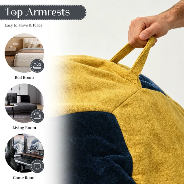 Alt view image 6 of 7 - Small Soccer Shaped Bean Bag Chair, Color Stitching Large Size Beanbag Seat Relax Lazy Sofa for Living Reading Nook