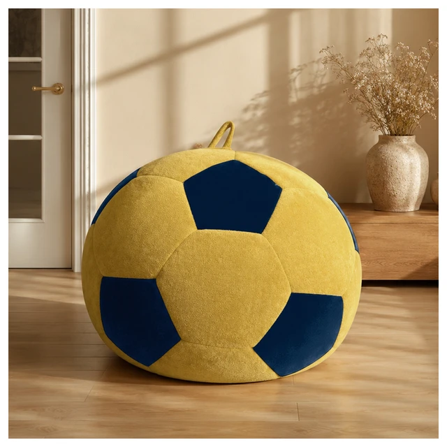 Alt view image 7 of 7 - Small Soccer Shaped Bean Bag Chair, Color Stitching Large Size Beanbag Seat Relax Lazy Sofa for Living Reading Nook