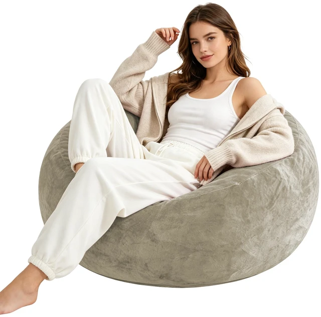 Main image of Bean Bag Chair, Memory Foam Filling Adult and Teen Bean Bag Chair Soft Sofa with Flannel Cover Round Sofa for Living