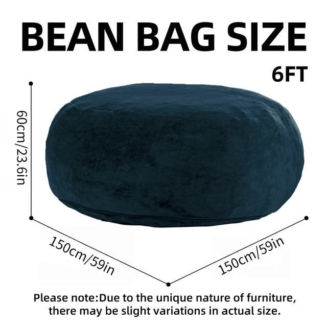 Alt view image 4 of 7 - Bean Bag Chair, Memory Foam Filling Adult and Teen Bean Bag Chair Soft Sofa with Velboa Fabric Cover Round Sofa