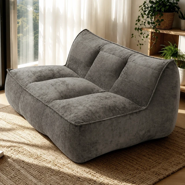 Alt view image 2 of 7 - Double Caterpillar Sofa, Double Togo Sofa Cotton Linen Fabric Beanbag Couch for Living and Fluffy Cloud Mini Couch