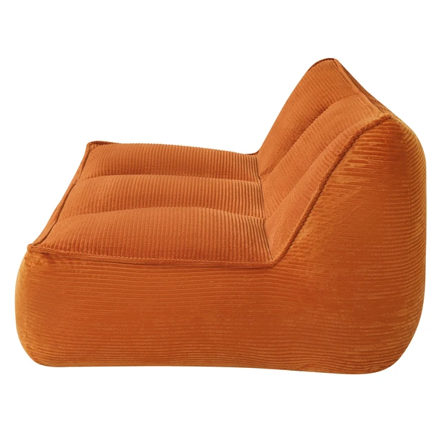 Alt view image 6 of 6 - Double Caterpillar Sofa, Double Togo Corduroy Fabric Beanbag Couch for Living and Fluffy Cloud Mini Couch, Orange