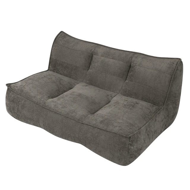 Alt view image 6 of 7 - Double Caterpillar Sofa, Double Togo Sofa Cotton Linen Fabric Beanbag Couch for Living and Fluffy Cloud Mini Couch