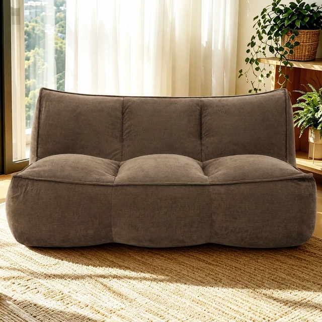 Alt view image 2 of 7 - Double Caterpillar Sofa, Double Togo Sofa Fine Corduroy Fabric Beanbag Couch for Living and Fluffy Cloud Mini Couch