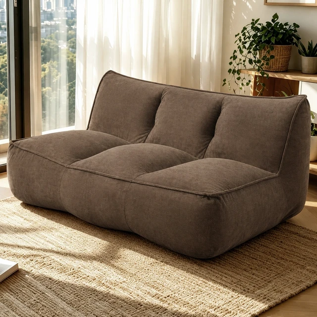 Alt view image 3 of 7 - Double Caterpillar Sofa, Double Togo Sofa Fine Corduroy Fabric Beanbag Couch for Living and Fluffy Cloud Mini Couch