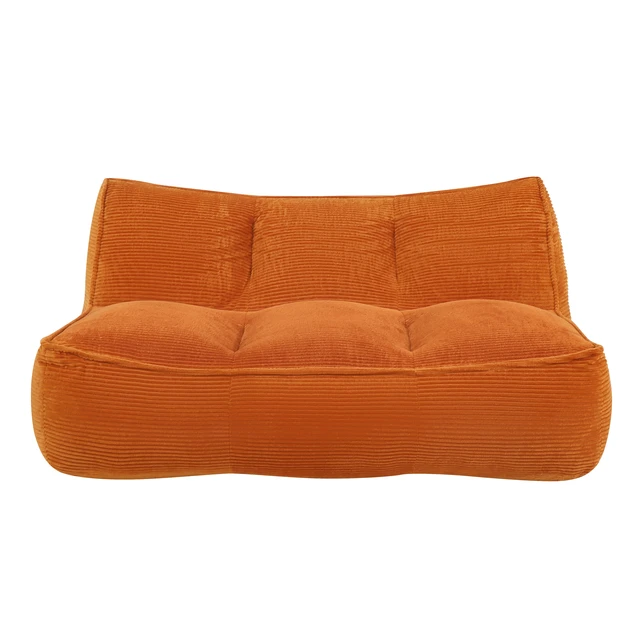 Alt view image 4 of 6 - Double Caterpillar Sofa, Double Togo Corduroy Fabric Beanbag Couch for Living and Fluffy Cloud Mini Couch, Orange