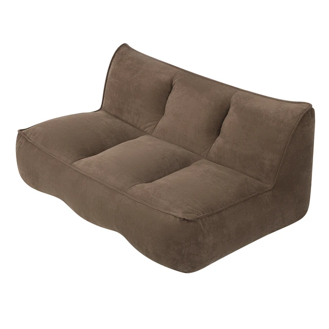 Alt view image 6 of 7 - Double Caterpillar Sofa, Double Togo Sofa Fine Corduroy Fabric Beanbag Couch for Living and Fluffy Cloud Mini Couch