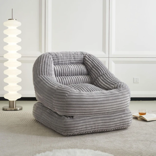 Main image of 39.37 Inch Width Folding Lazy Sofa Bed Chair, Convertible Floor Lounge with Footrest Corduroy Accent Couch for Living