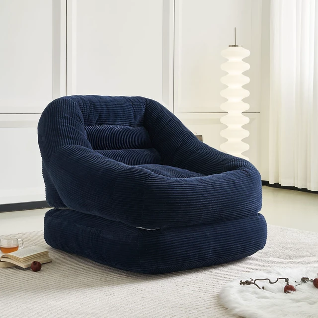 Main image of 39.37 Inch Width Folding Lazy Sofa Bed Chair, Convertible Floor Lounge with Footrest Corduroy Accent Couch for Living