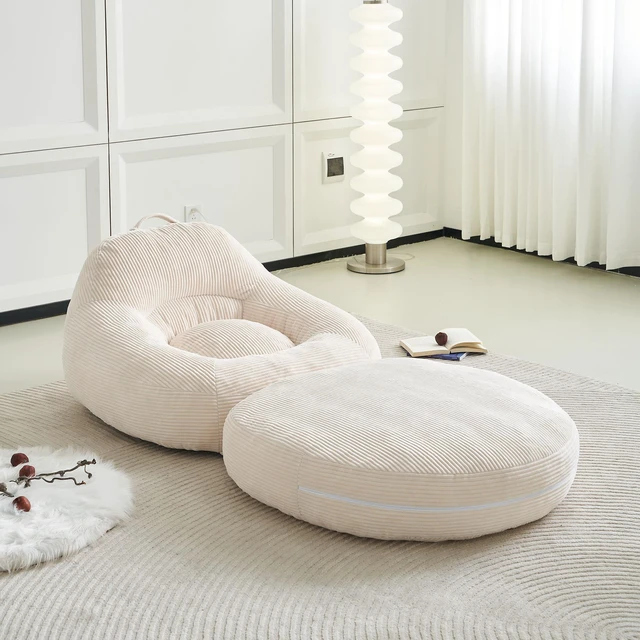 Alt view image 7 of 7 - 39.37 Inch Width Corduroy Bean Bag Chair Bed, Folding Lazy Sofa Chair with Handle Convertible Lounge Sleeper Bed