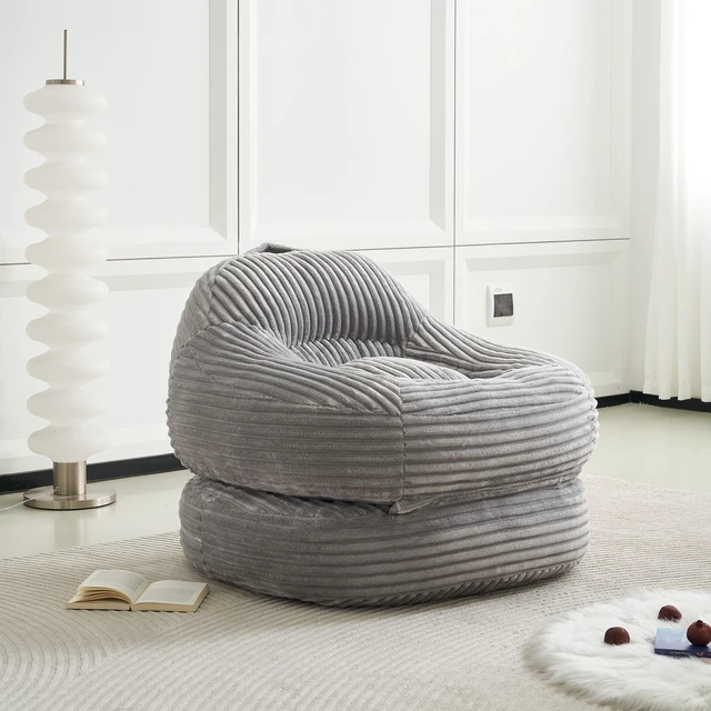 Main image of 39.37 Inch Width Corduroy Bean Bag Chair Bed, Folding Lazy Sofa Chair with Handle Convertible Lounge Sleeper Bed