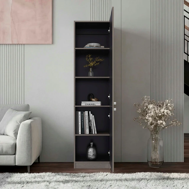 Alt view image 2 of 7 - Positano 1 Door Storage Cabinet, Wenge, Particle Board