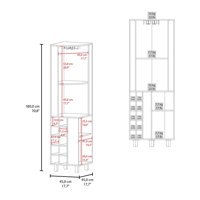 Alt view image 7 of 7 - Corner Bar Cabinet with Wine Bottle Storage and Stemware Rack, Dark Oak, Particle Board