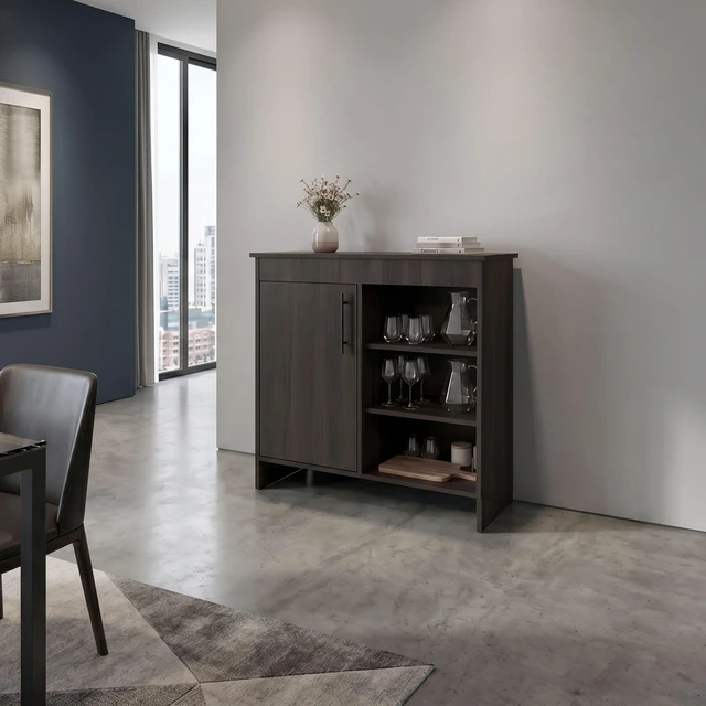 Main image of Dago Sideboard Storage Cabinet with 2 Doors, Interior Shelves Accent Buffet Cabinet for Dining, Dark Oak, Particle Board