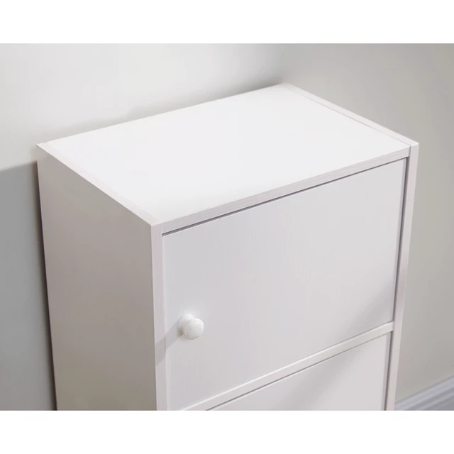 Alt view image 3 of 7 - Three Door Narrow Corner Storage Cabinet Locking Door Metal Lock Two Keys Large Comfort Wooden Knob Handles Color