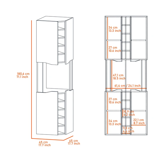 Alt view image 4 of 7 - Lyla Corner Bar Cabinet, Ten Built in Wine Rack Four Door Cabinet Four Interior Shelves, Multi, Particle Board