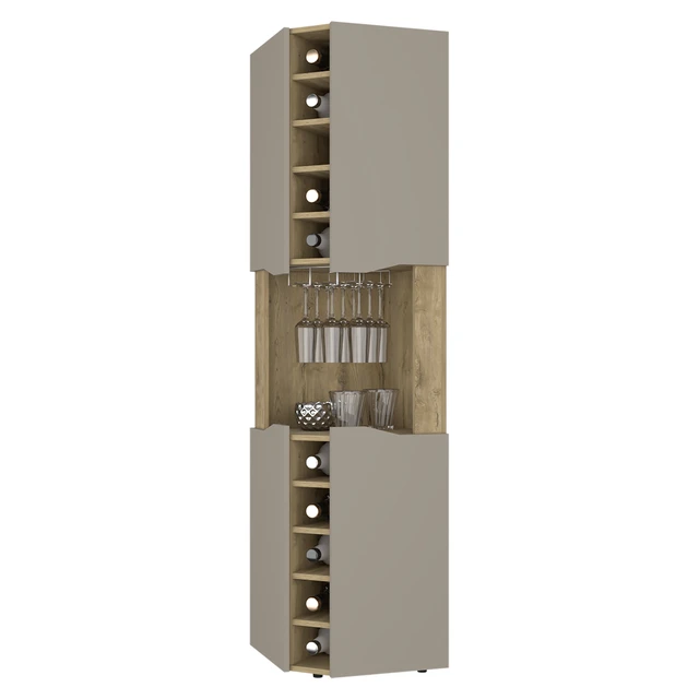 Alt view image 6 of 7 - Lyla Corner Bar Cabinet, Ten Built in Wine Rack Four Door Cabinet Four Interior Shelves, Multi, Particle Board