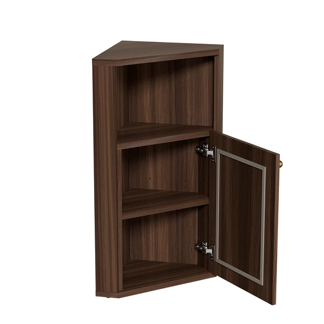 Alt view image 4 of 7 - Corner Storage Cabinet, Floor Corner Cabinet with Rattan Barn Door and Adjustable Shelf Narrow Organizer for Living