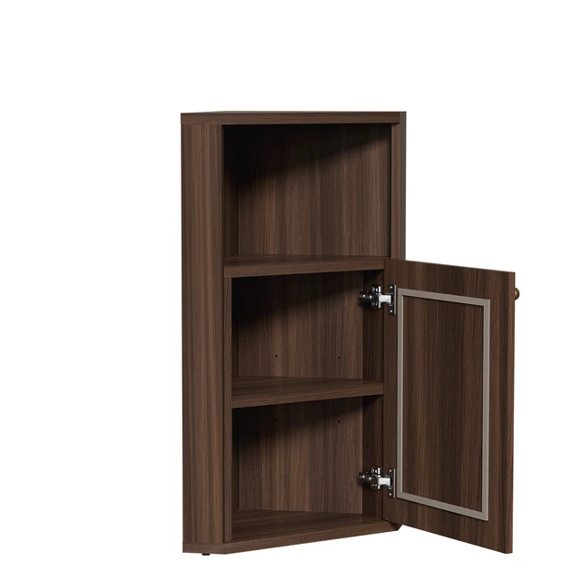 Alt view image 7 of 7 - Corner Storage Cabinet, Floor Corner Cabinet with Rattan Barn Door and Adjustable Shelf Narrow Organizer for Living