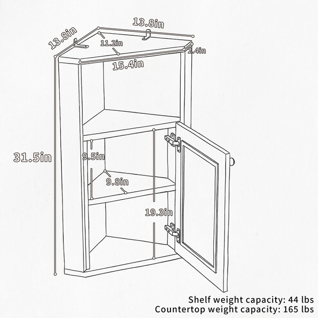 Alt view image 2 of 7 - Corner Storage Cabinet, Floor Corner Cabinet with Rattan Barn Door and Adjustable Shelf Narrow Organizer for Living