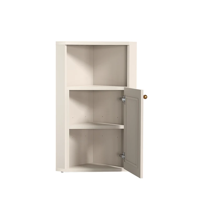 Alt view image 4 of 7 - Corner Storage Cabinet, Floor Corner Cabinet with Rattan Barn Door and Adjustable Shelf Narrow Organizer for Living